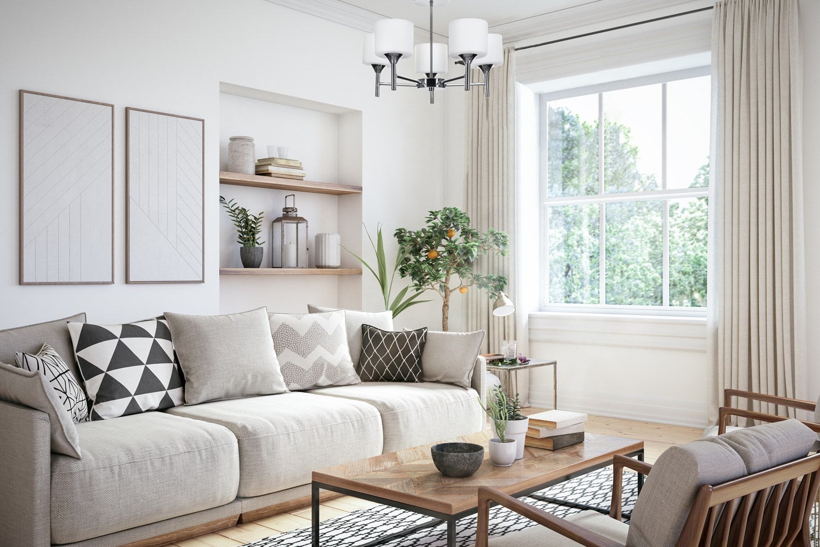 Lampadario classico a sospensione da soffitto Activejet MIRA Cromo 5xE27 per soggiorno - 2