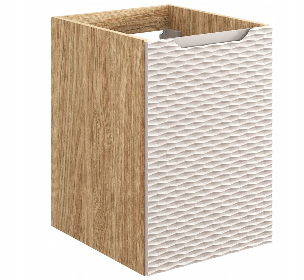 Szafka łazienkowa OCEAN 40 cm beżowa dąb olejowany front 3D MDF wisząca pod blat