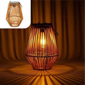 Lampada Solare Giardino Lampada Da Giardino Solare In Rattan - LED, Luce Calda, IP44, Colore Marrone, Altezza 45.5 Cm, Moderna Lampada Solare Effetto Rattan