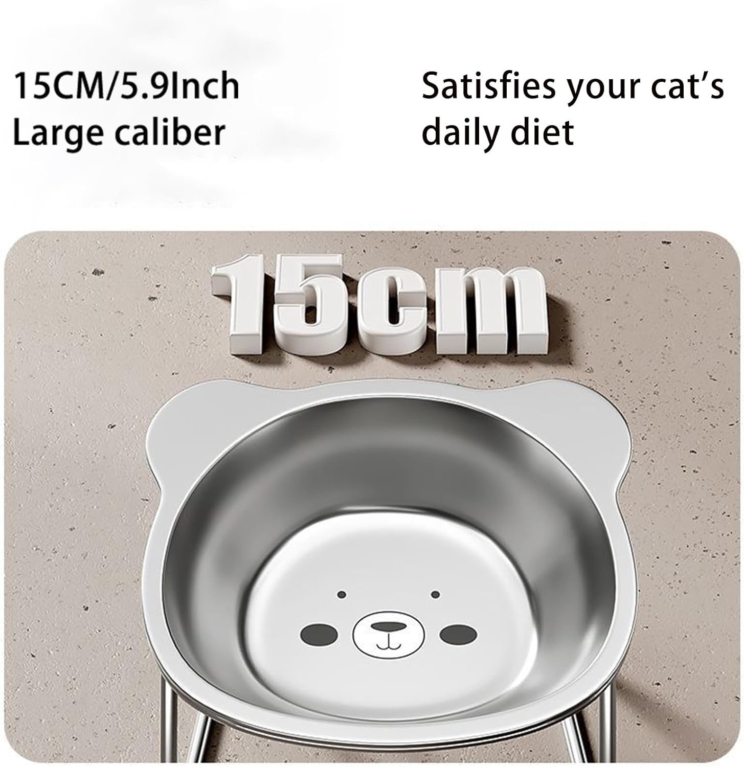 Gamelle surélevée à 15 degrés pour chat - Convient aux petits chats/chiens, gamelle en acier inoxydable de 15 pouces, anti-vomissements - 5