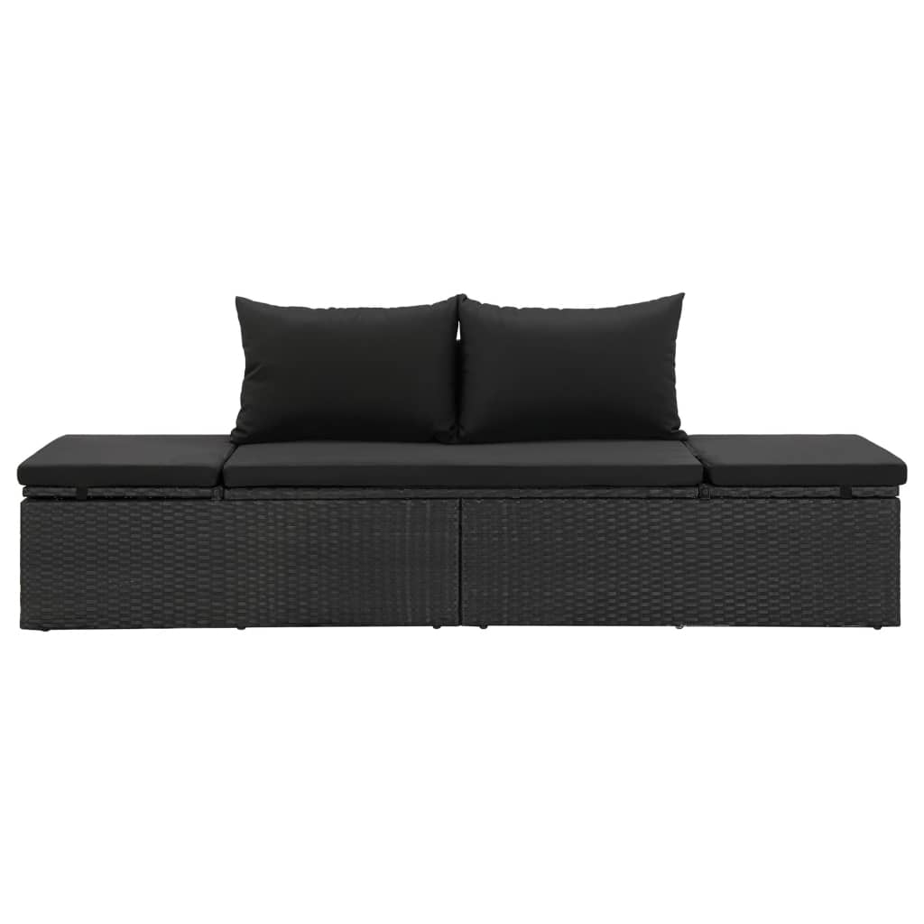Maison Exclusive - Lettino Prendisole con Cuscini in Polyrattan Nero - 3