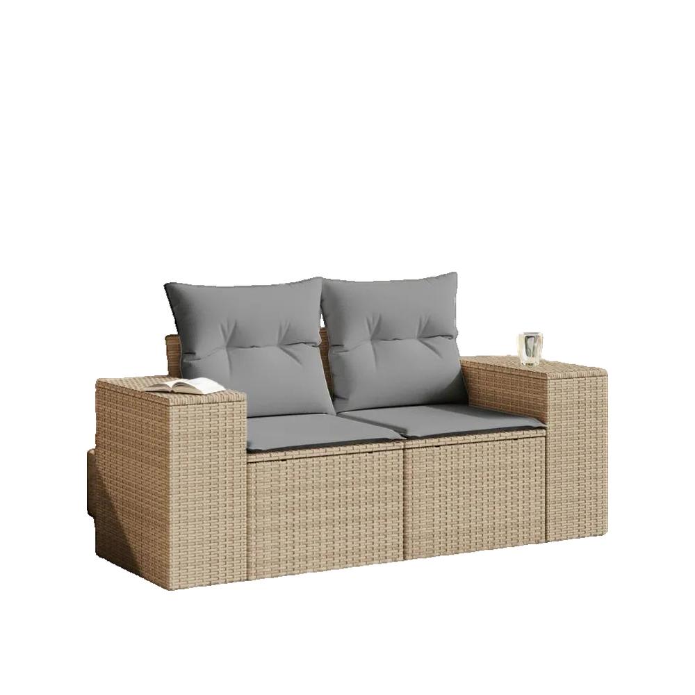 Salon bas de jardin en Rattan synthétique Beige 2 personnes - 3