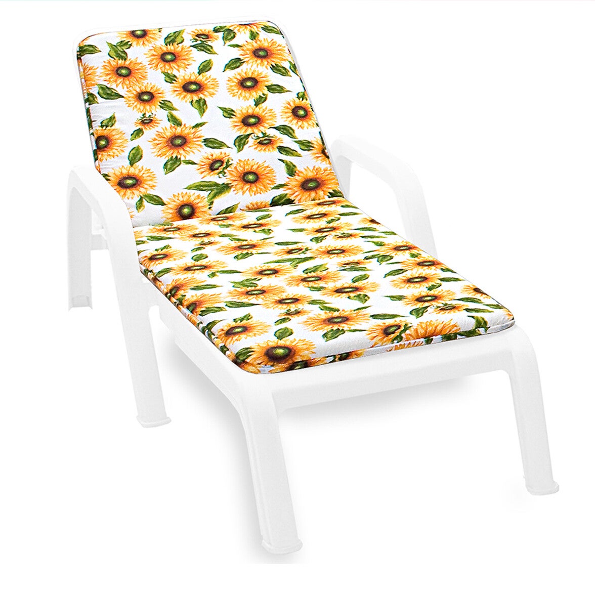 Poduszka Na Leżak 100% Wyprodukowano We Włoszech Miękki Leżak Składanie Białe słoneczniki
