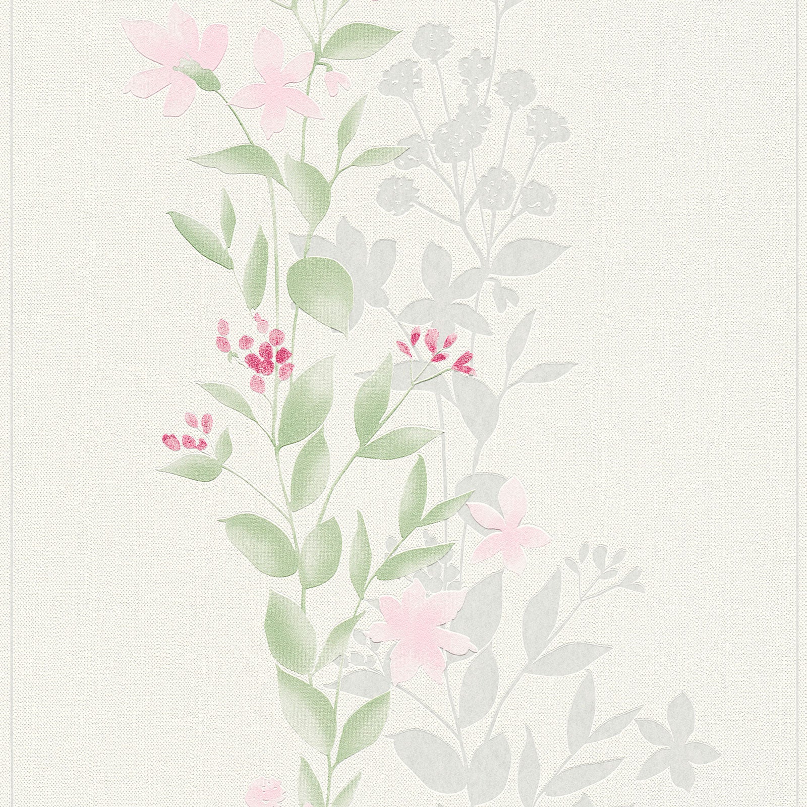 Papel pintado verde, rosa, rojo y gris Papel pintado flores y hojas para interior elegante Papel pintado vinílico con estampado floral - 2
