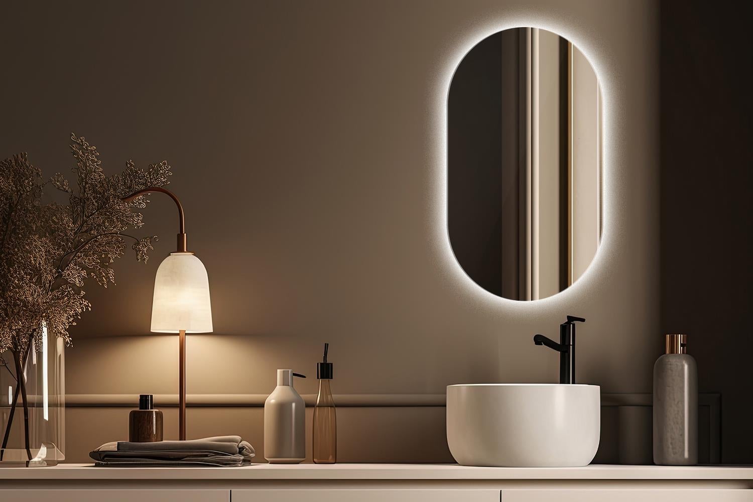 Owalne lustro łazienkowe LED 40x70 – neutralne światło, nowoczesna aranżacja - 5