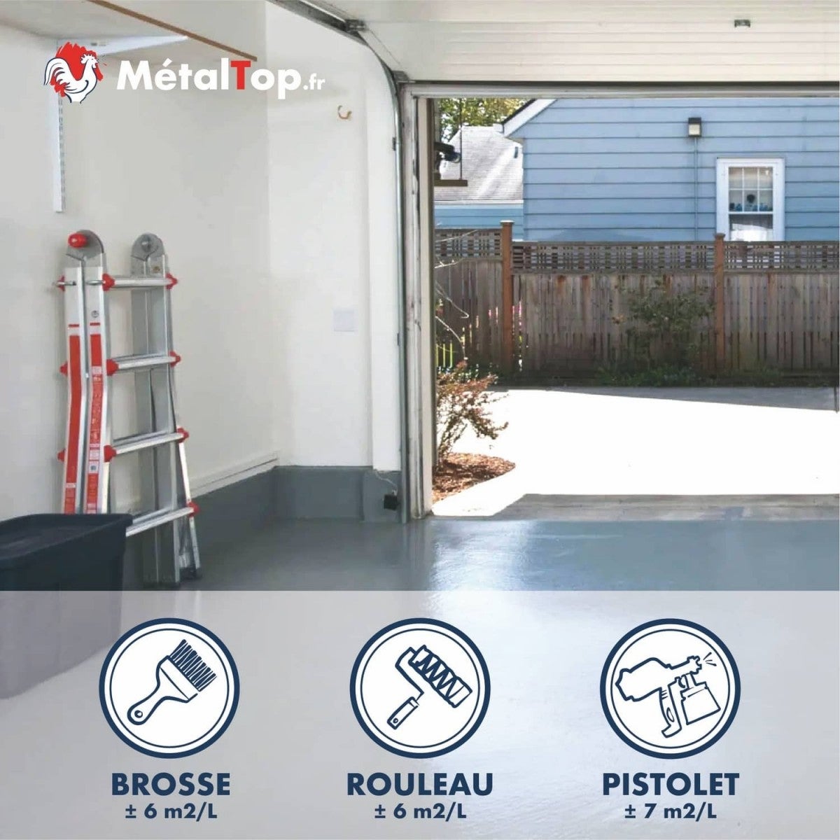 Peinture Sol Garage - Noir foncé - RAL 9005 - 5 L - Métaltop - 5
