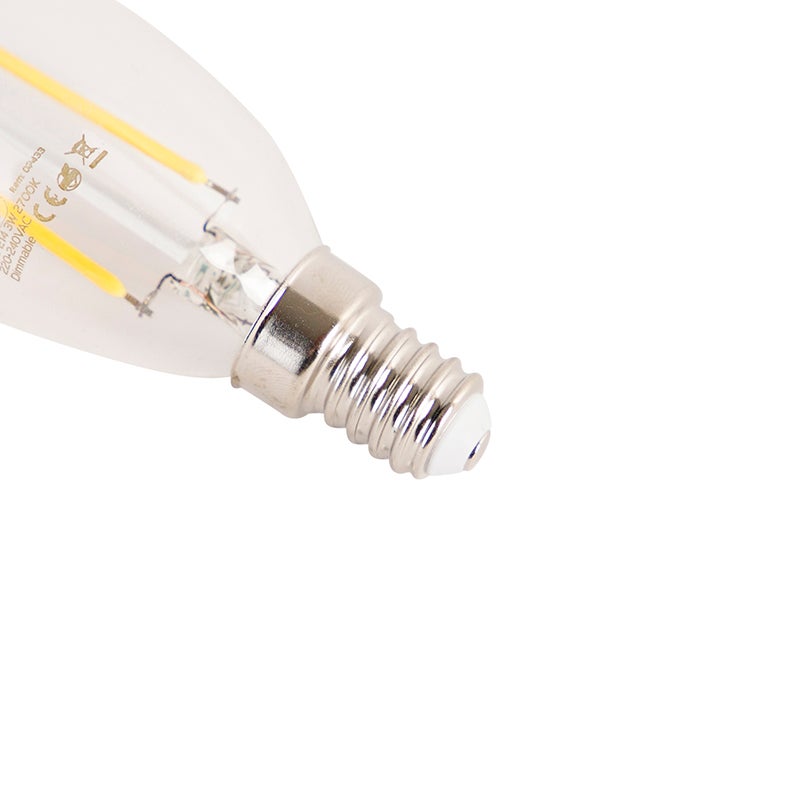 Ampoule LED à filament E14 dimmable en forme de bougie 3W 250lm 2700K - 2