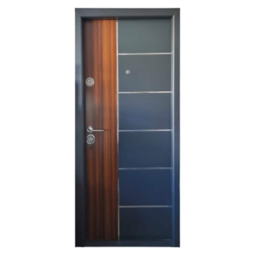 Usa metalica de exterior cu izolatie Novo Doors NDS08, 88x200 cm, deschidere dreapta, Compozit, tabla 1.2 mm, toc 7 cm, pentru case, Gri antracit
