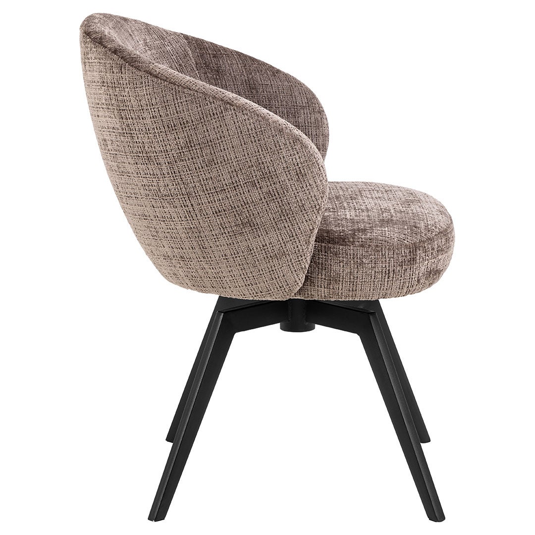 Darlene krzesło stołowe z podłokietnikami chenille brązowy.