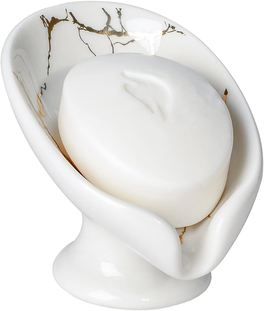 Porte-savon En Céramique Et Acier Inoxydable Lofekea - Avec égouttoir, Pour Salle De Bain Ou Cuisine