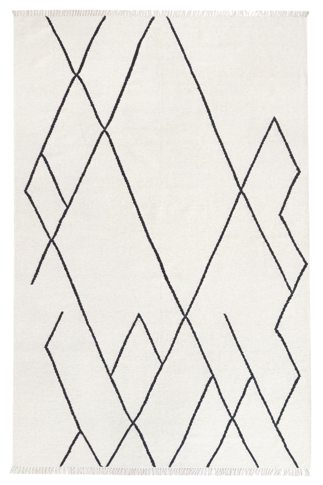 Hamid - Kilim ATLAS D4 300 x 200 cm, czarno-białe tapisi z geometrycznymi motywami