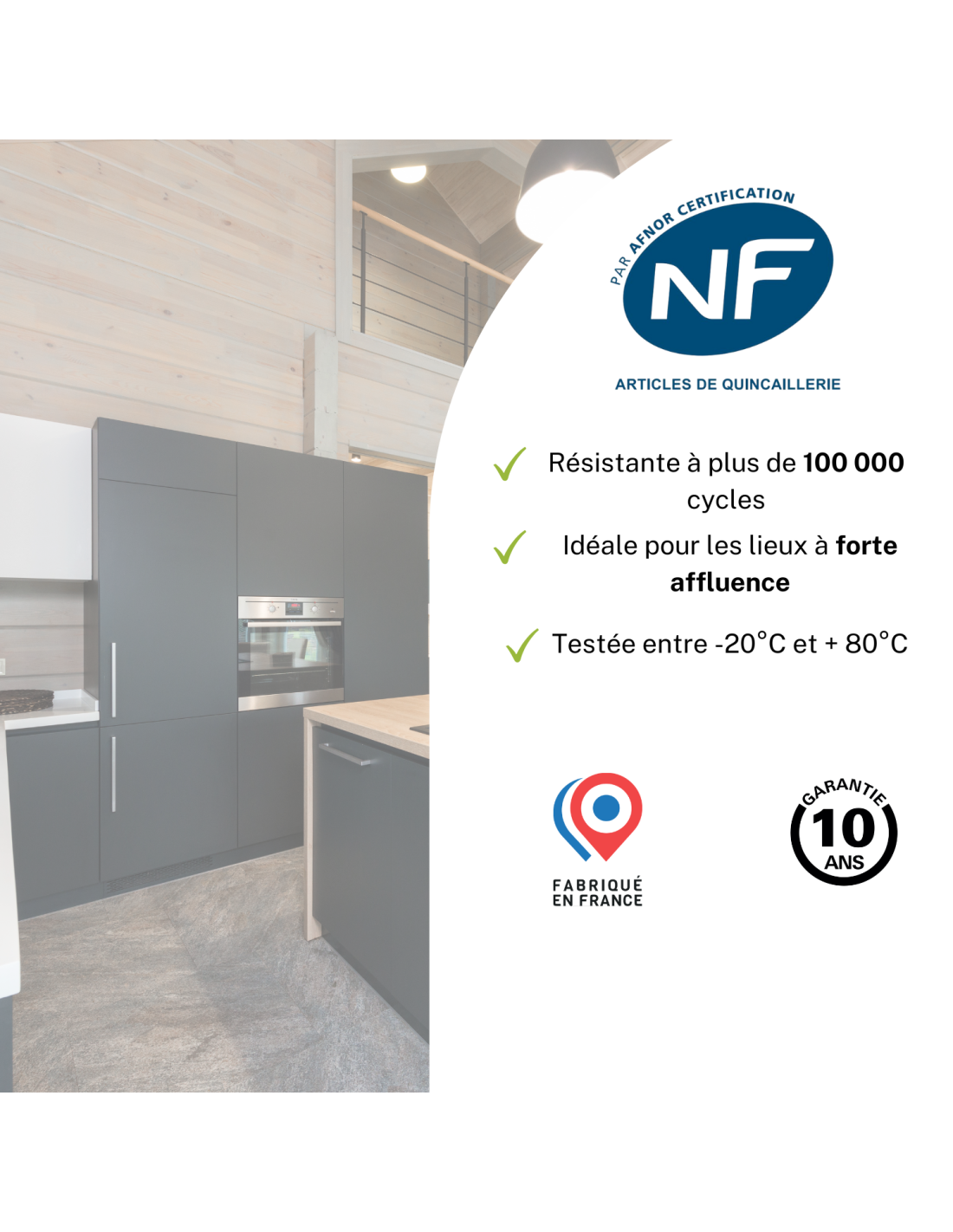THIRARD - Serrure encastrable NF pour porte intérieure, axe 40mm, bouts ronds, noir - THIRARD - 3