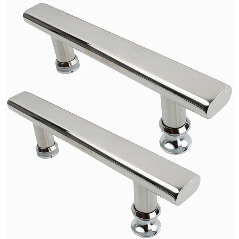 2 x chromowane klamki do drzwi prysznicowych ze stali nierdzewnej, 145 mm, do łazienki i kuchni