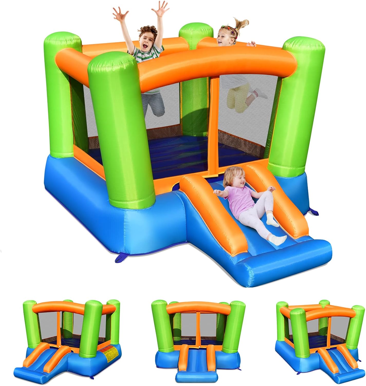 Trampolín inflable en 1, con Zona de Salto y Tobogán para Niños