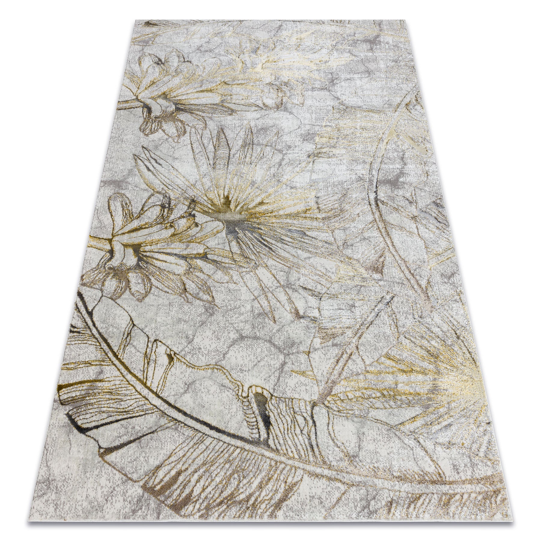 Dywan BLISS Z218AZ237 krem / złoty - Kwiaty, nowoczesny, strukturalny 140x190 cm