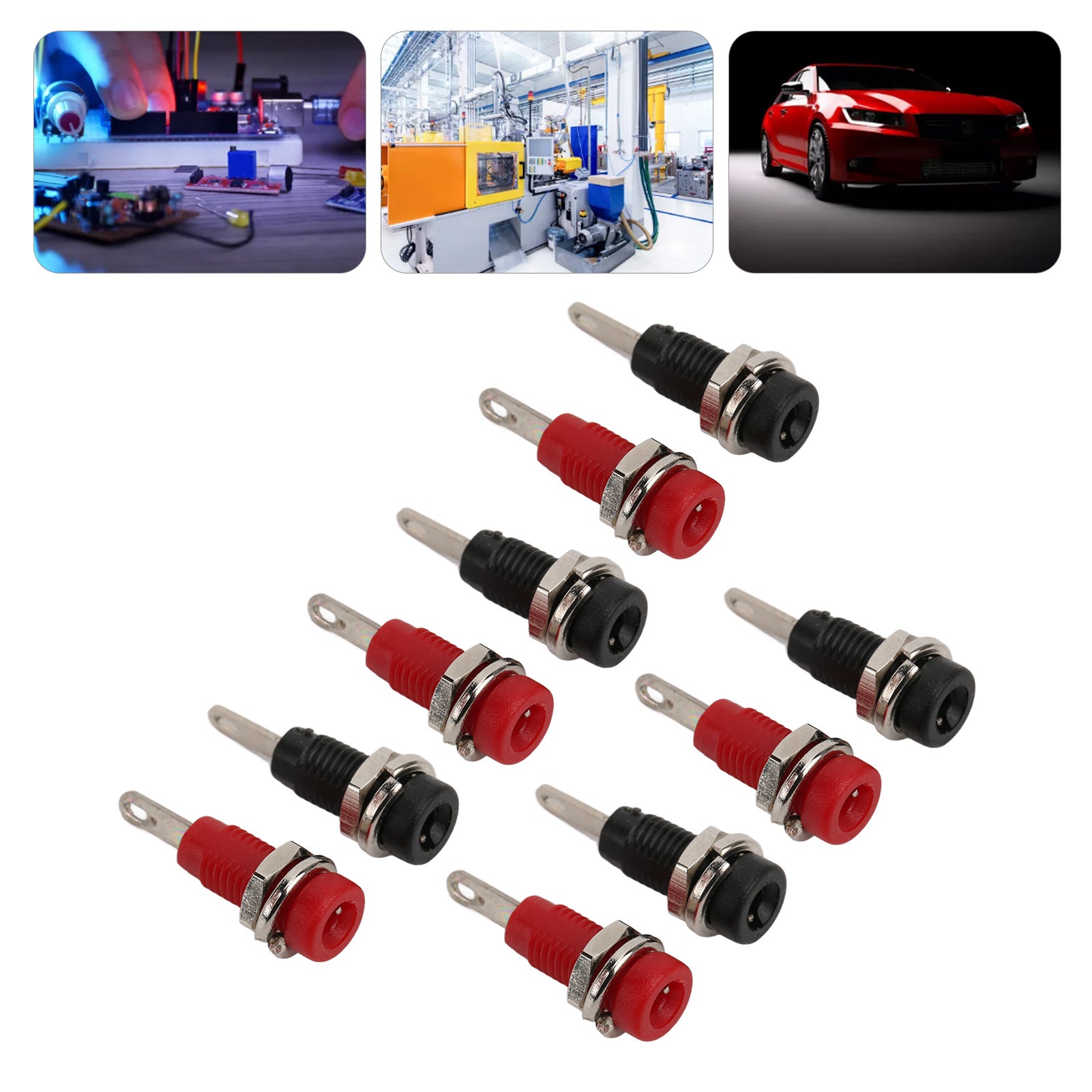 Adaptateur de prise jack banane 2 mm J.40003 pour montage sur panneau avec borne de connexion et feuille à ressort interne, noir et rouge - 4