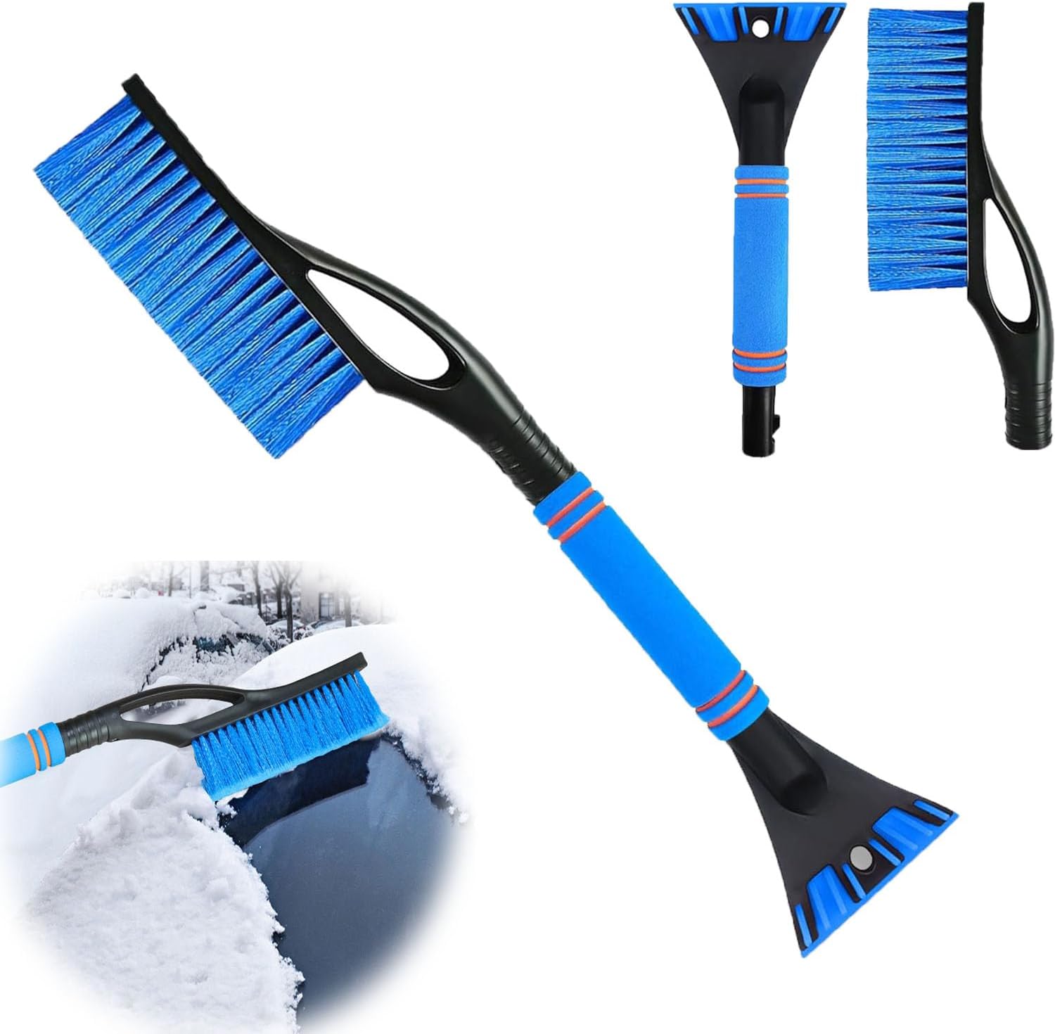 Triangle Voiture Grattoir à Glace Télescopique 2 En 1 Outil De Déneigement Multifonctionnel Pelle à Neige Télescopique En Alliage D'Aluminium Pour Pare-Brise De Voiture Camion Rateau Jardin