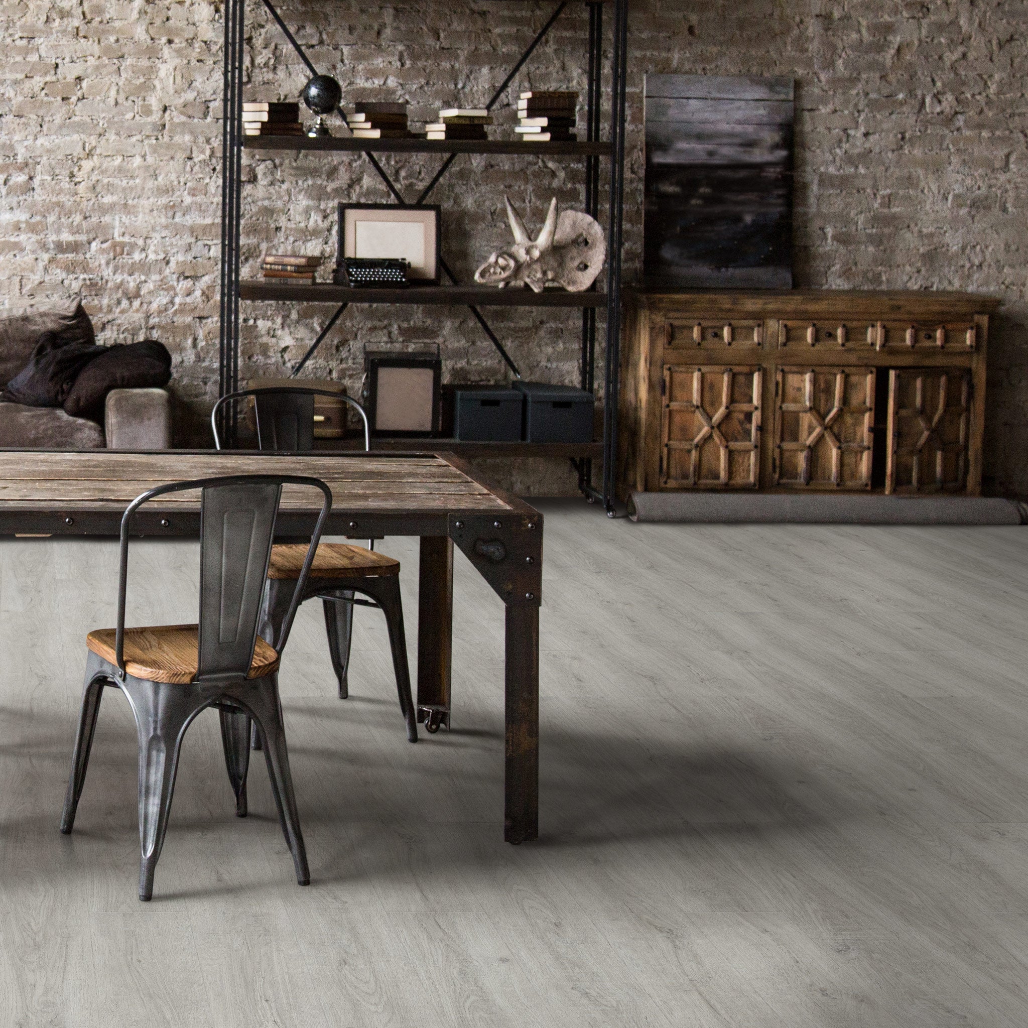 FLOOREVER - Lame PVC clipsable forte - Sous-couche intégrée - 30 Clic Rigid - Épaisseur 5 mm - Chêne Brut de Sciage Clair - 4