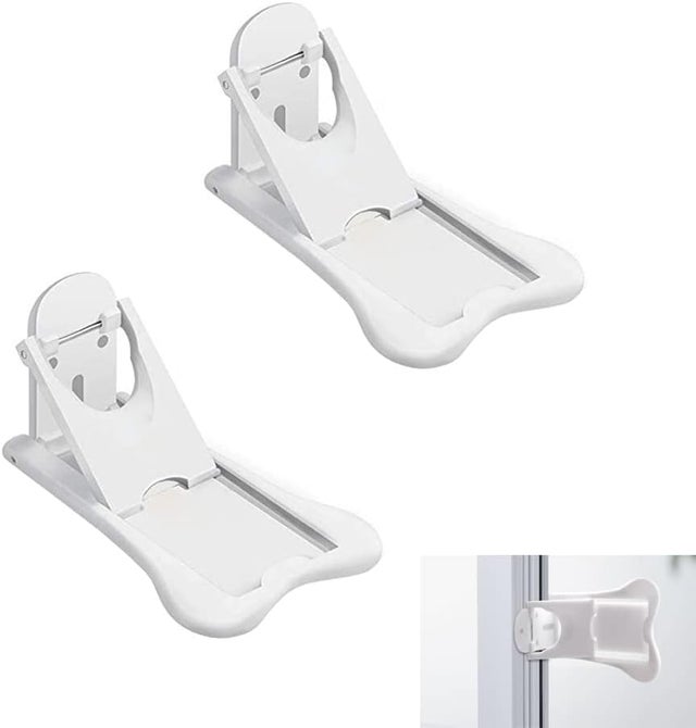 2 Pcs Bloque porte Coulissante, Fenêtre Verrouillage De Sécurité, Serrures Porte Coulissante de Sécurité, Sécurité Portes de Placard
