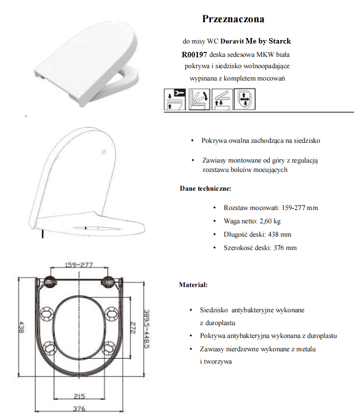 Deska sedesowa MKW wolnoopadająca do Duravit Me by Starck - 5