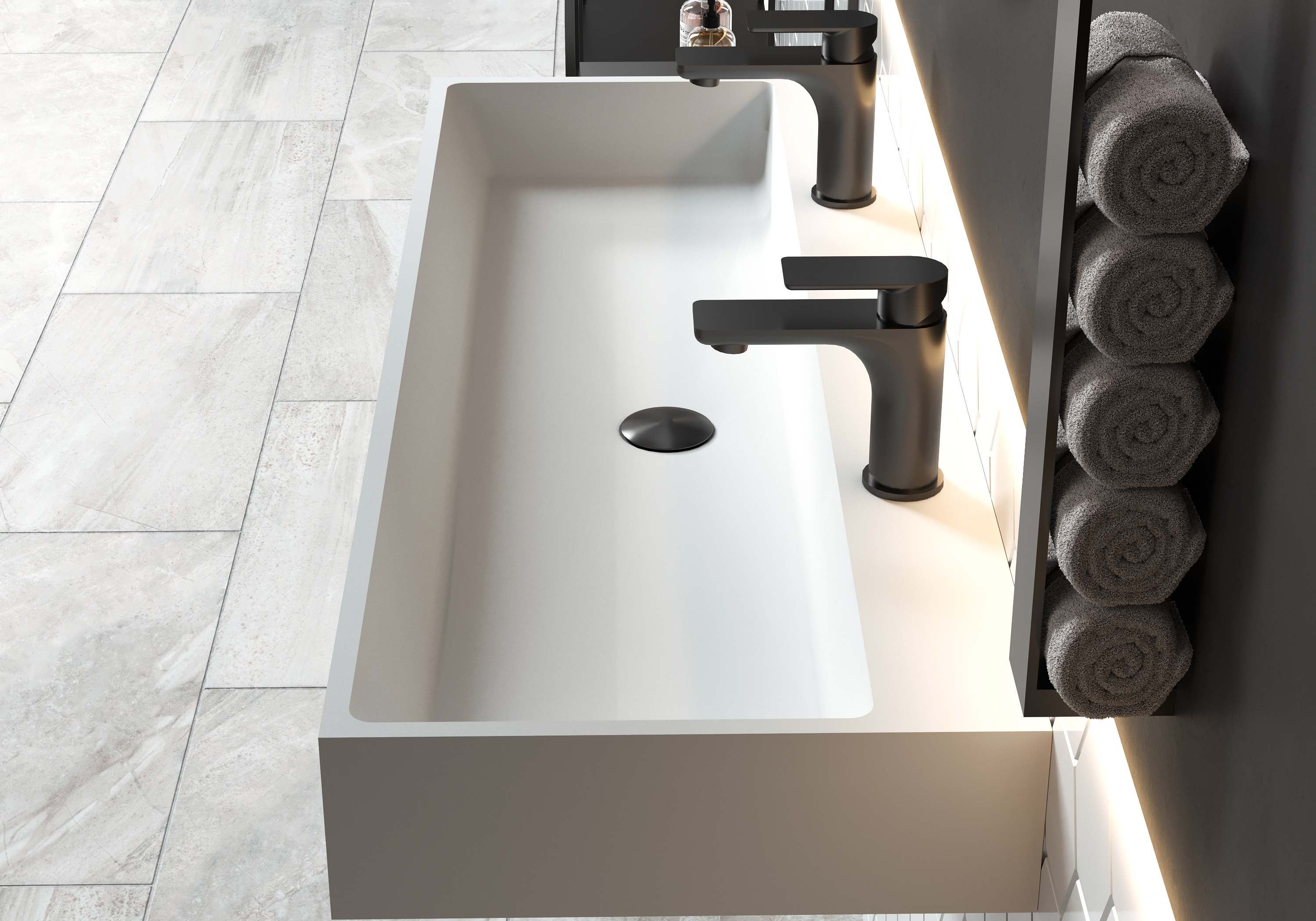 BERNSTEIN - Vasque moderne 110x42x13cm Lavabo en fonte, Lave main à poser - PB2144-1 - 3