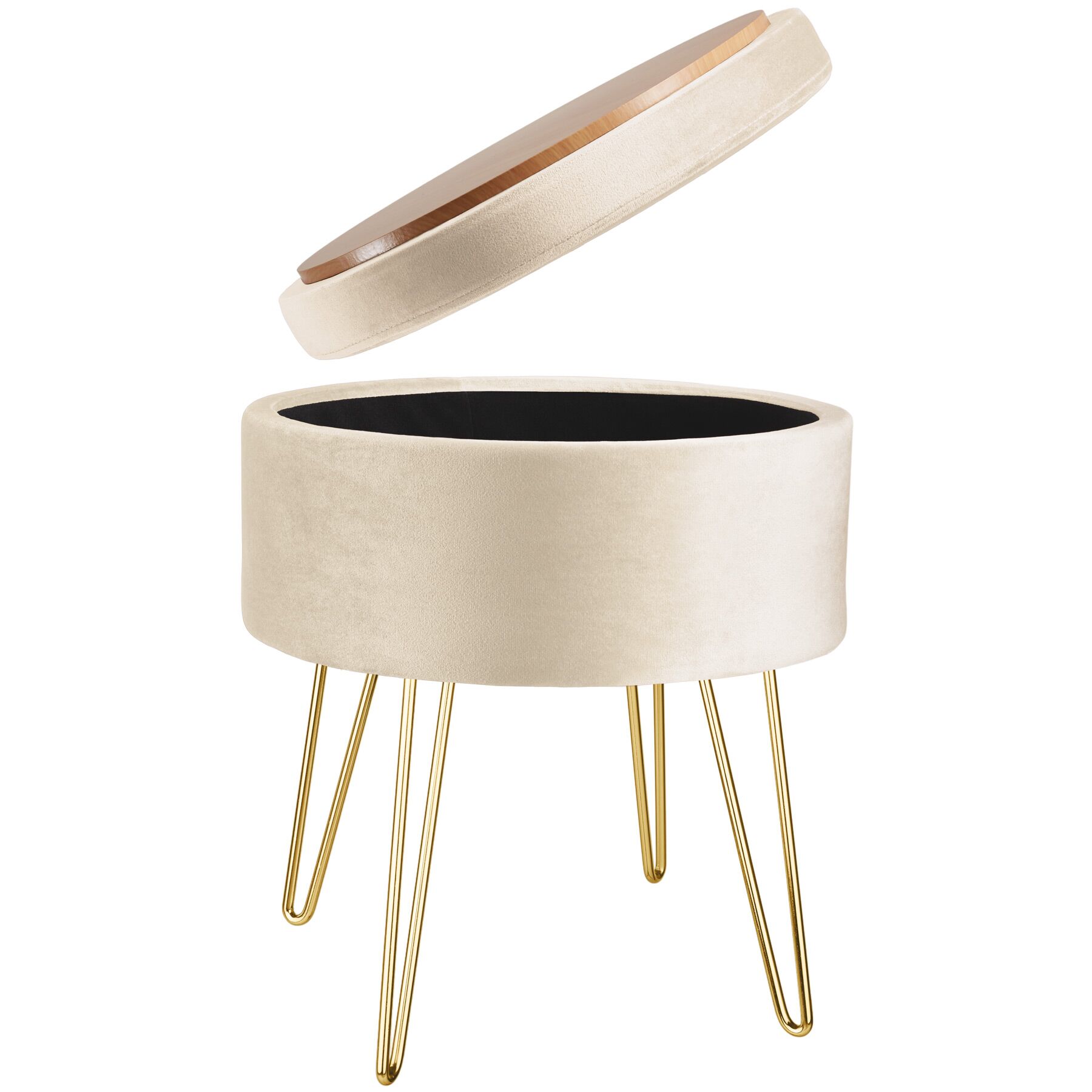 Tabouret avec espace de rangement en bois MDF aspect velours TECTAKE - 3