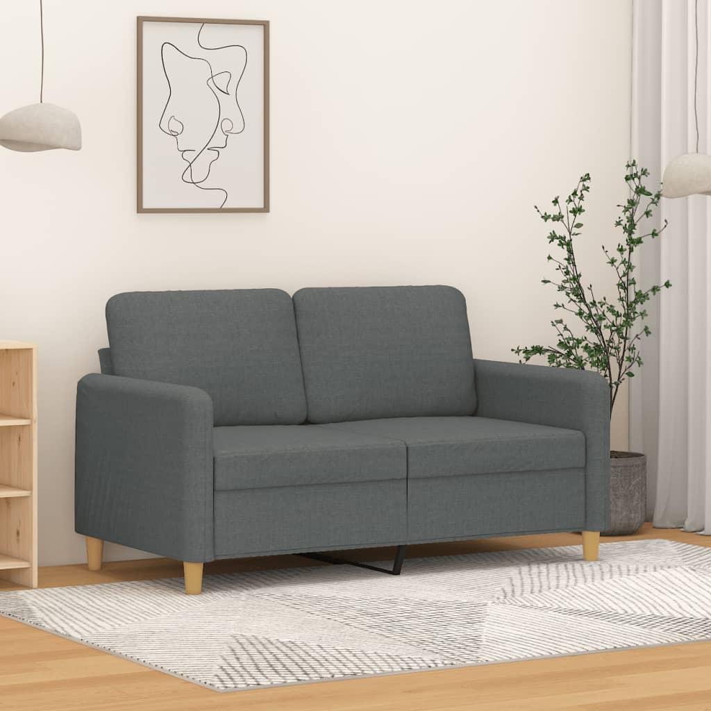 Canapé 2 Places Tissu Gris Foncé 140 Cm, Neuf