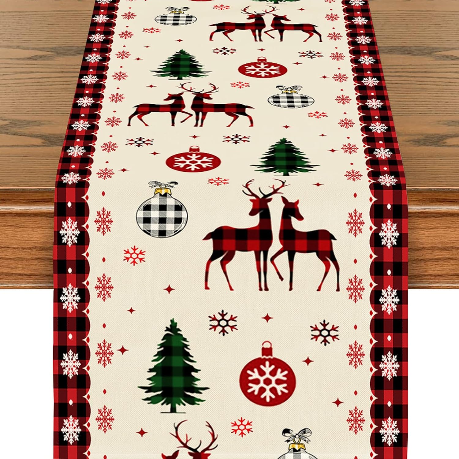 Bieżnik świąteczny, zmywalny, 33 x 180 cm, dekoracja stołu w kształcie bałwana (Ek)