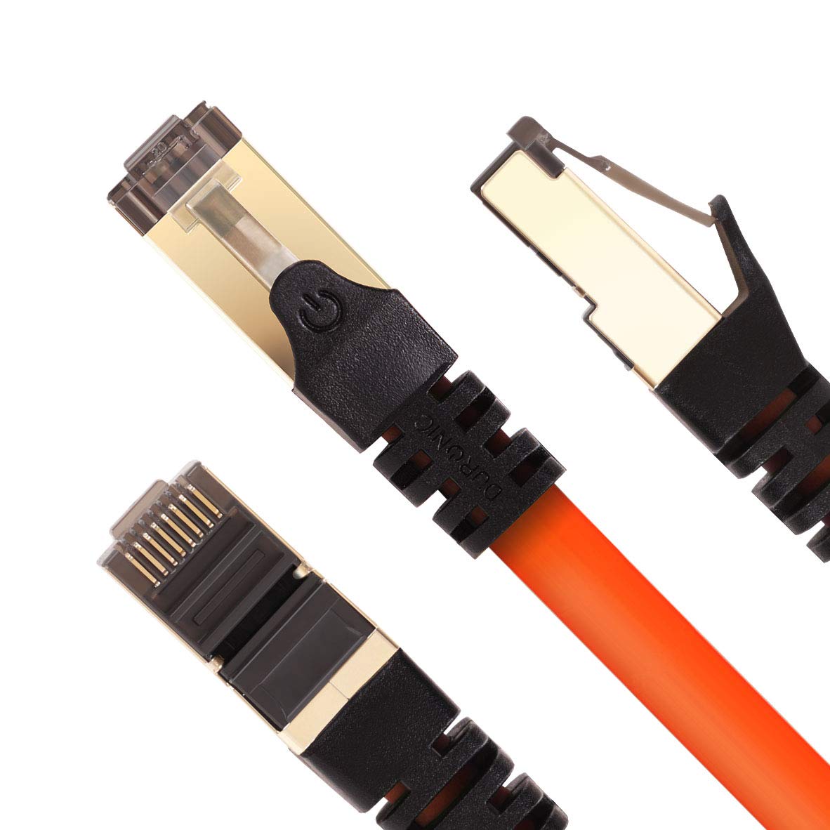 Câble Ethernet CAT8 OE Orange 3 m - S/FTP paire torsadée - Bande passante 2Ghz / 2000MHz - Transmission de données 40 Gigabits - Connecteurs RJ45 - 7