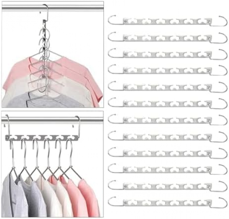 Zestaw 12 magicznych wieszaków, metalowe wieszaki oszczędzające miejsce do garderoby, organizer do szafy, wieszaki oszczędzające miejsce