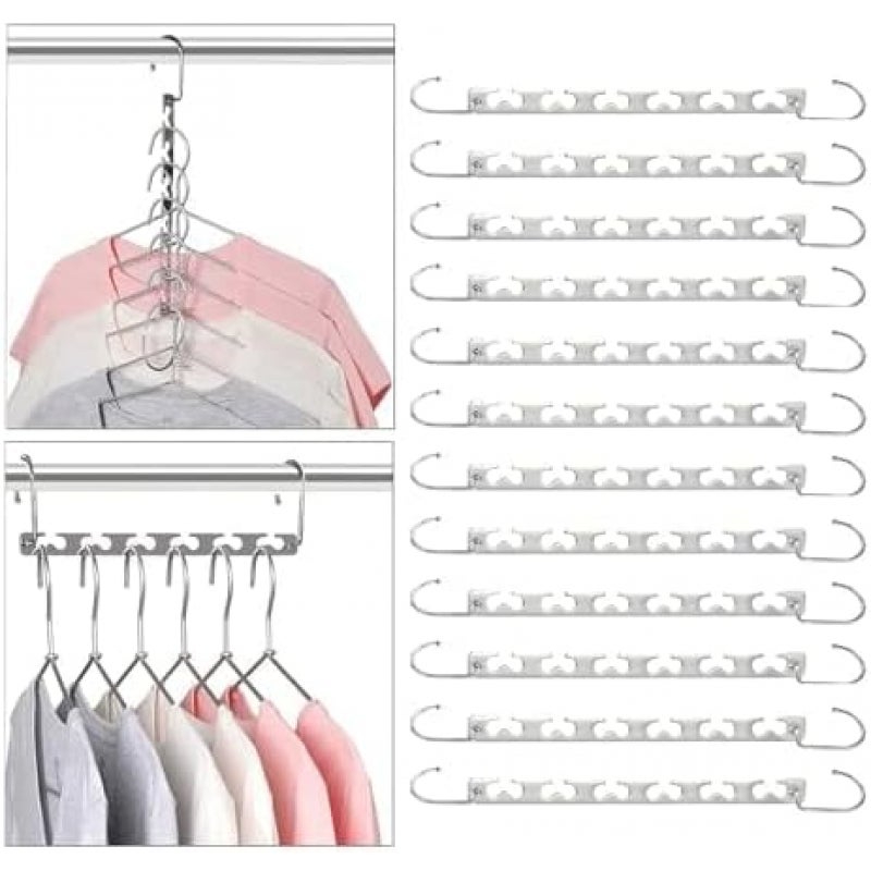 Zestaw 12 magicznych wieszaków, metalowe wieszaki oszczędzające miejsce do garderoby, organizer do szafy, wieszaki oszczędzające miejsce
