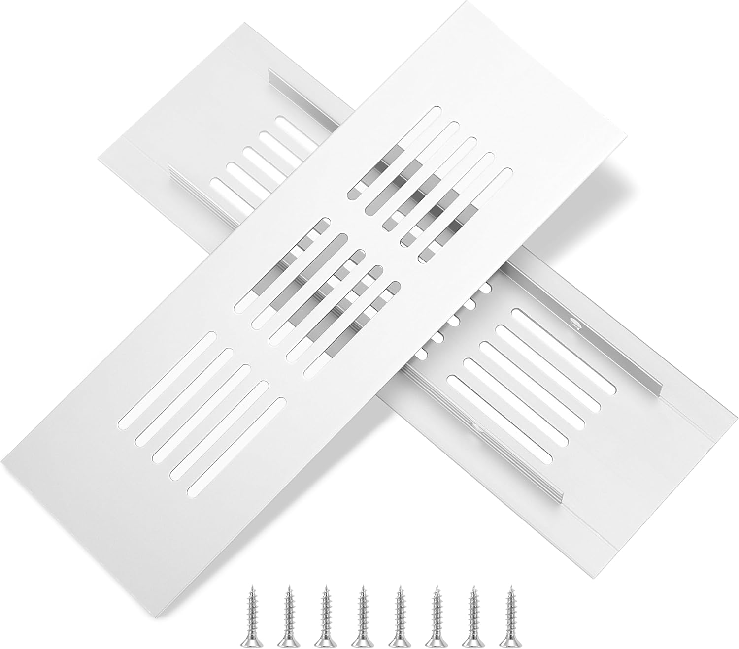 Aluminiowa kratka wentylacyjna ze śrubami, do wentylacji szaf i pomieszczeń, 15 x 5 cm, srebrna, 2 sztuki