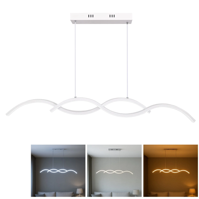 Lampadario Da interno LED Cucina soggiorno camera da letto Moderno Sospeso Stanzetta Studio 25W switch cambia colore 3000K-4000K-6500K Bianco
