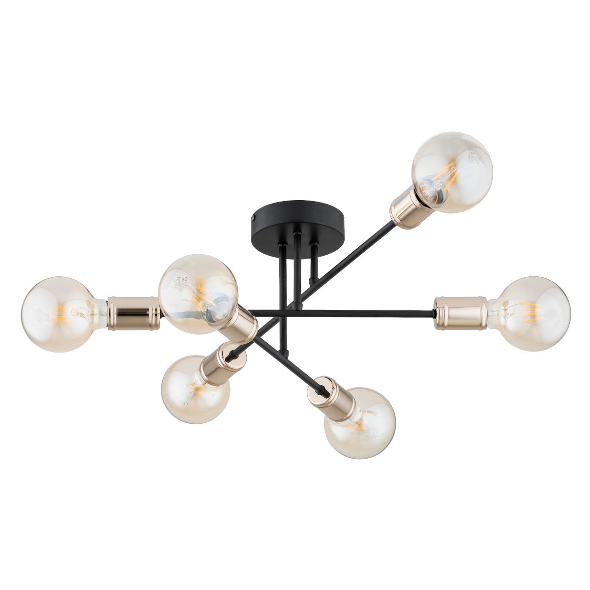 Lampa wisząca ESTENA czarno-złota 6 x E27 x 15W wym: 22 x 48 x 60 cm Alfa