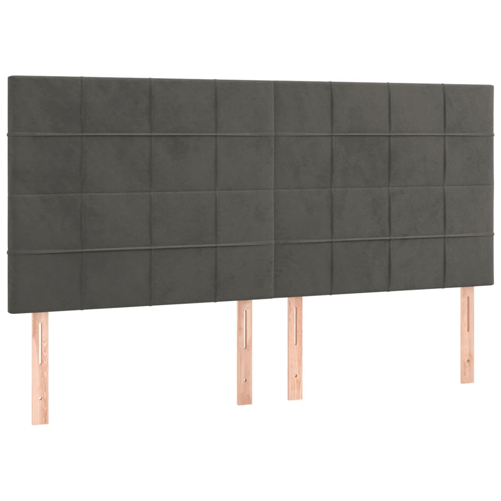 Cadre de lit sans matelas gris foncé 160 x 200 cm en velours - 8