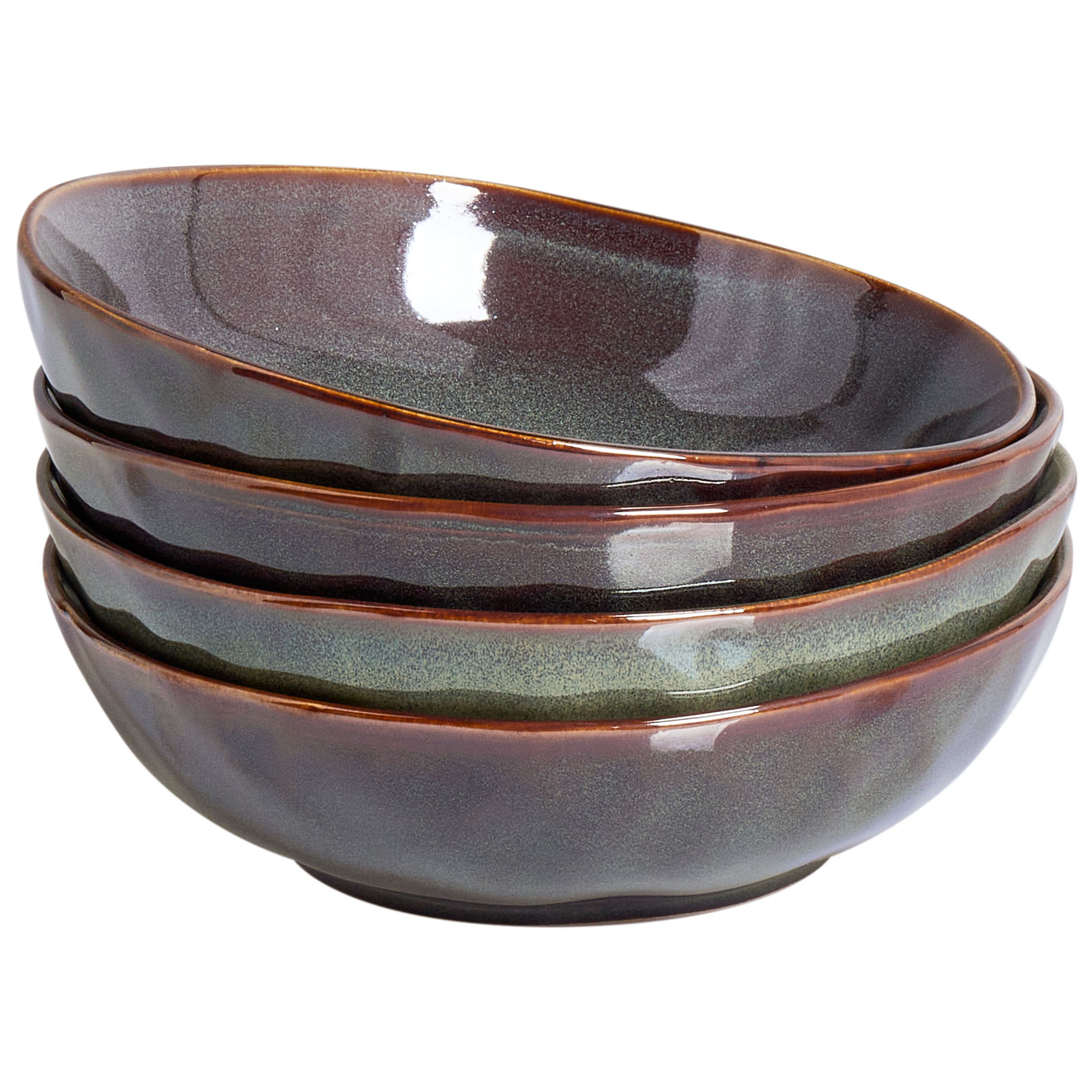 Beliani Conjunto de platos hondos THYME Gres Verde oscuro