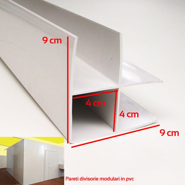 Profilé d'angle pour cloison avec panneaux PVC - Dimension standard : 300 cm Montant pour fermeture de mur d'angle ou de plafond (toit)
