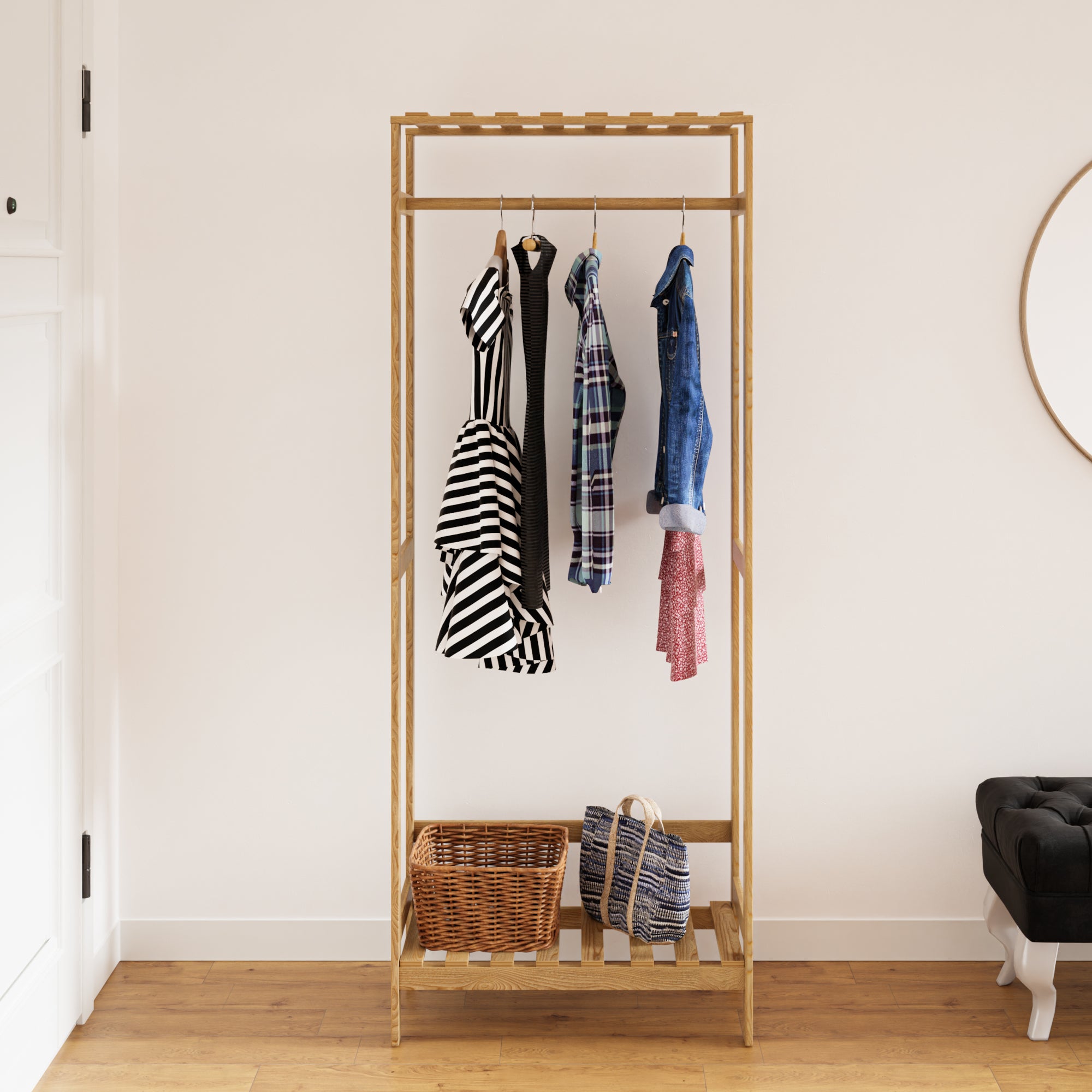 Appendiabiti Da Parete IBUYKE In Legno E Acciaio - Stile Industriale Per Ingresso, Camera, Bagno, Bianco - Foto 11