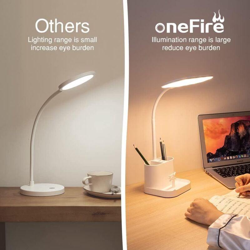 Lampe de Bureau LED, Lampe de Bureau Dimmable 3 Modes de Couleur, Lampe de Lecture Tactile Sans Fil pour Chambre Livre avec Port de Charge USB/Porte S - 5