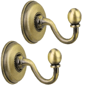 2 Crochets à Rideaux En Forme De Larme - Alliage De Zinc Argenté, Pour Rideaux Ou Accrochage Décoratif (68x25 Mm)