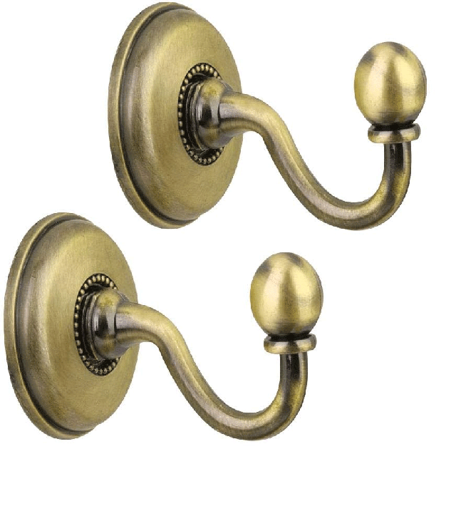 Paire De Crochets Muraux Pour Embrasse De Rideau En Bronze Doré - Hello