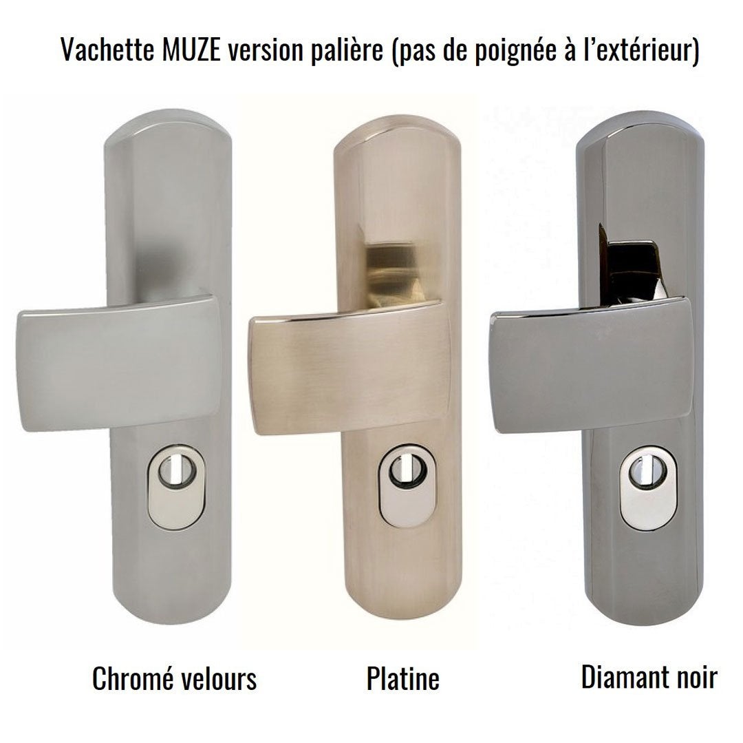 Béquille double sur plaque de sécurité type Muze clé I finition diamant noir - 3