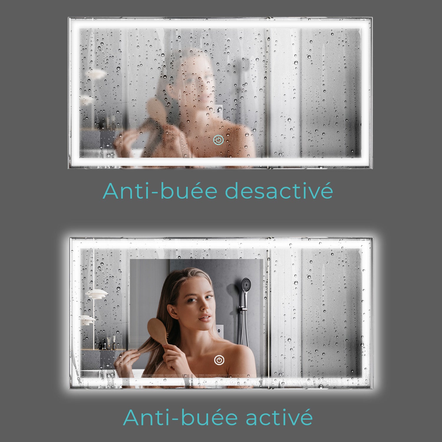 LOMAZOO Miroir salle de bain Memphis avec LED 120 x 60 cm rectangle - 9