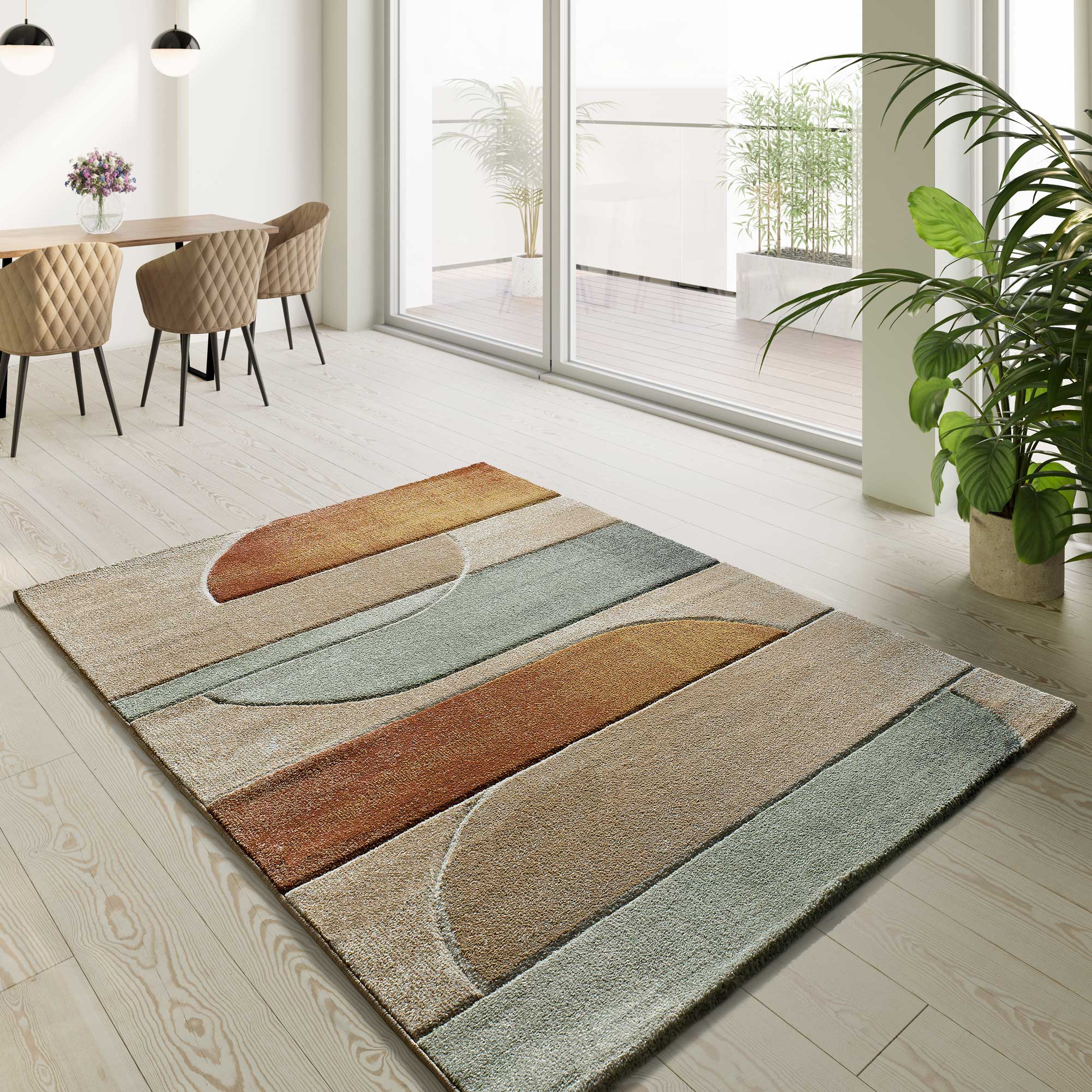 Tapis intérieur multicolore rectangulaire l.160 x L.230 cm SORA abstrait - ATTICGO - 2