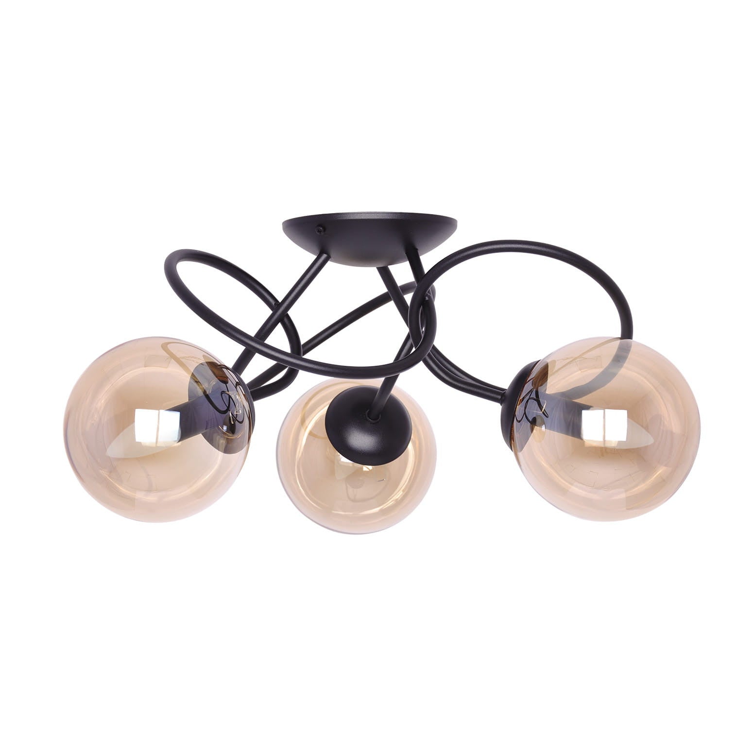 Lampa sufitowa Floro czarno-bursztynowy 3xE14x40W wym: 25 x 48 x 48 cm metal Kaja