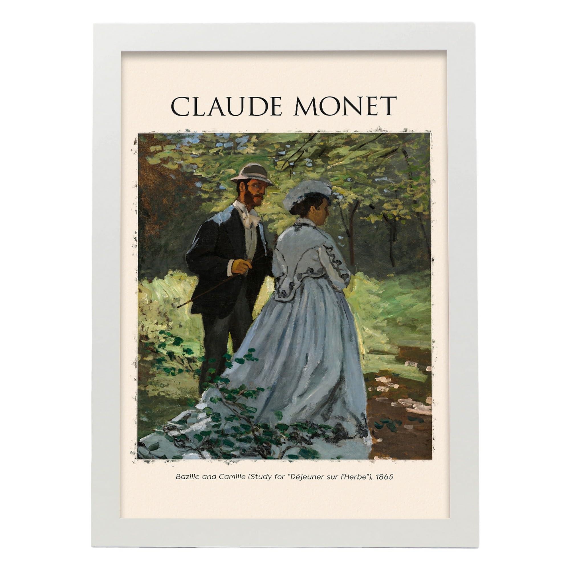 Lámina poster de bazille y camille cuadros decorativos para tu hogar estampados impresiones de pared inspiradas en claude monet a3 con marcos blanco