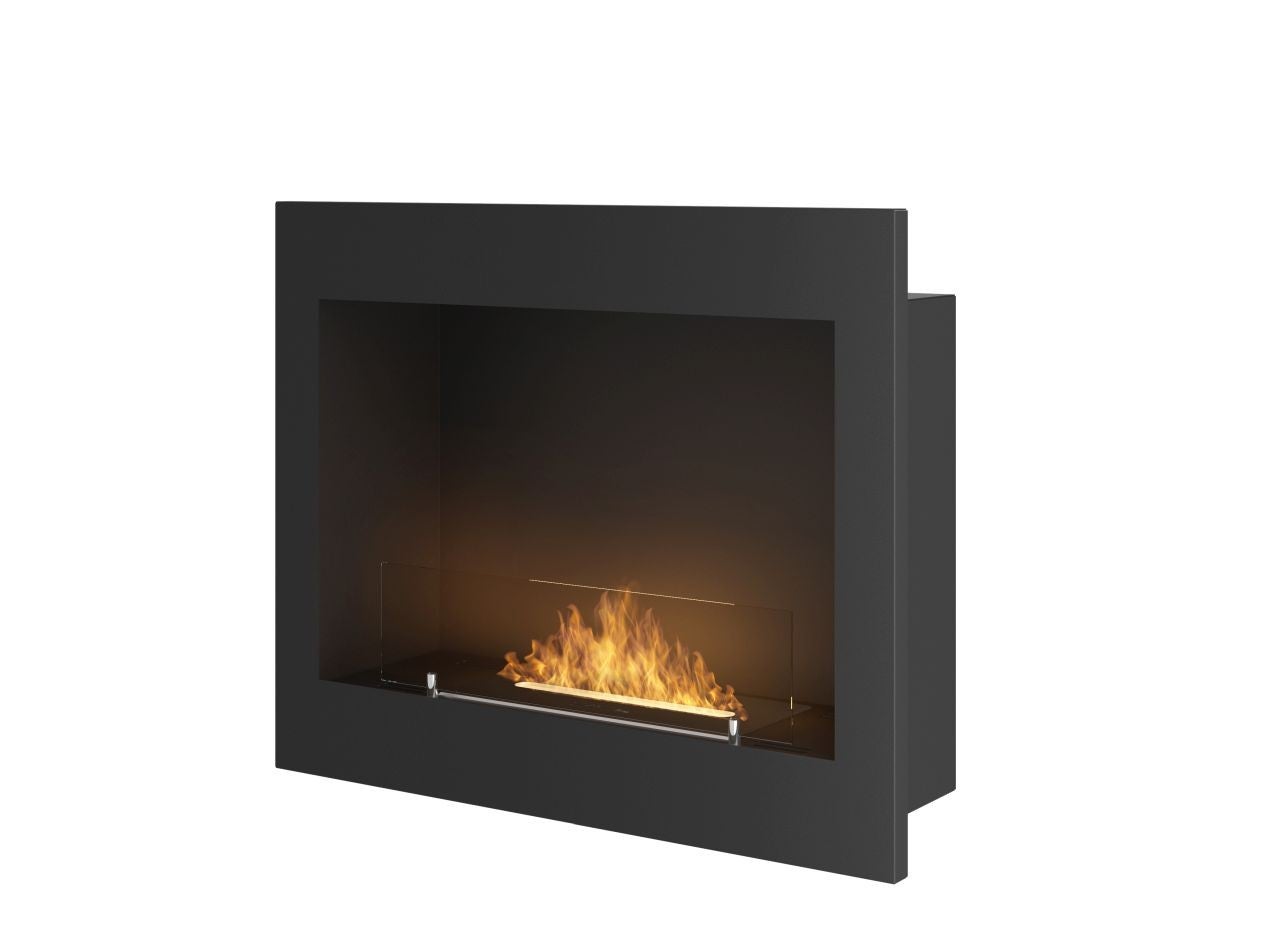 RAME 600 - Cheminée bio encastrable noire avec vitre de protection ...