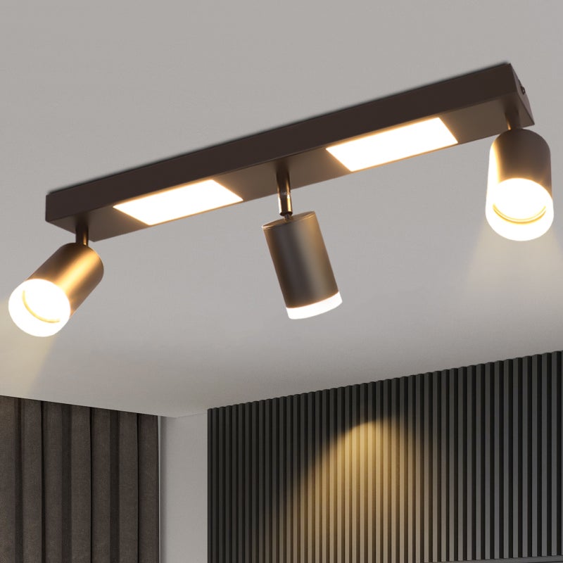 ZMH Reflektor sufitowy z 3 żarówkami GU10, 3000 K, 20 W, czarny/ciepły biały, regulowany, do sypialni/kuchni.