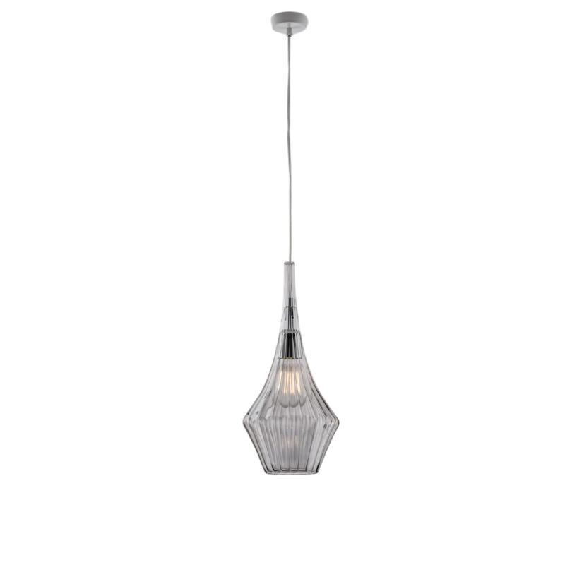 Lampa wisząca Zeus Iron z szarym szkłem pyreksowym, 1 światło, 150 Ø20, BL270-S1-GR
