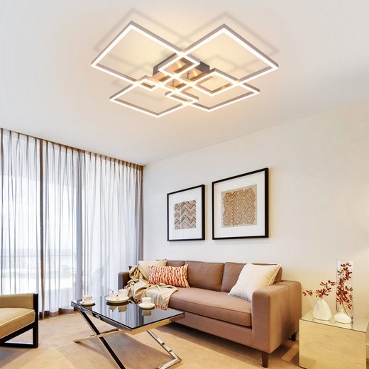 ZMH Srebrna prostokątna lampa sufitowa LED 72 cm 48 W do salonu i sypialni - 7